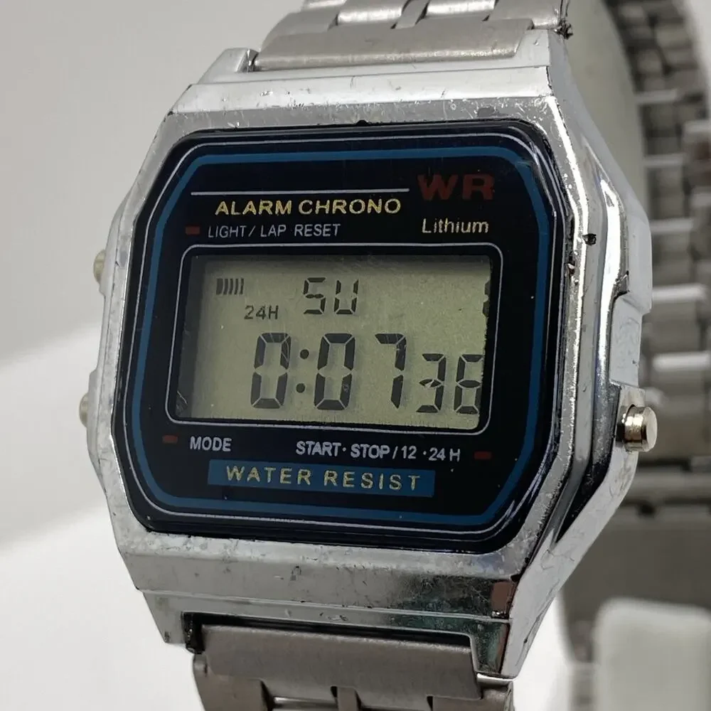 Vintage Silver Multi Function Sports Watch Unisex Watch New Battery Works